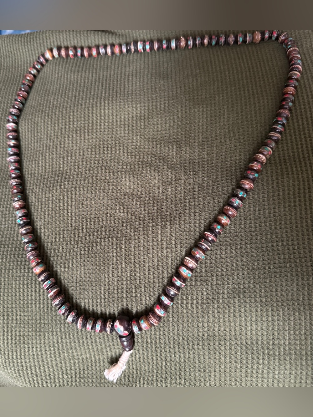 Handmade Multicolor Bead Necklace with Turquoise Accents